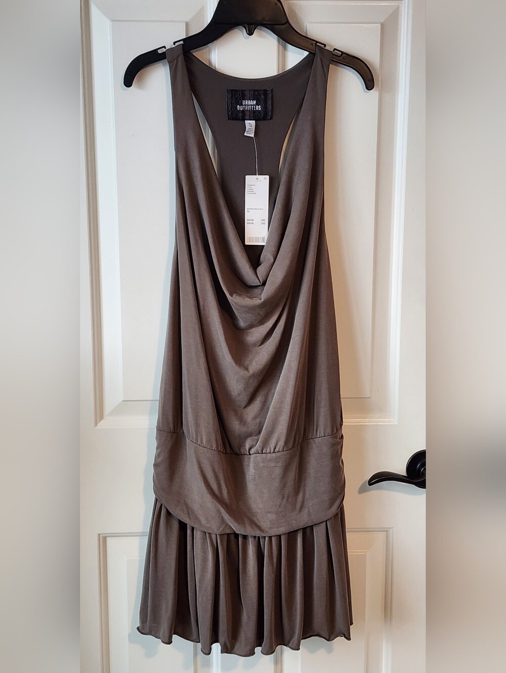 New With Tags Urban Outfitters Taupe Draped Cowl Neck Romper Size XL